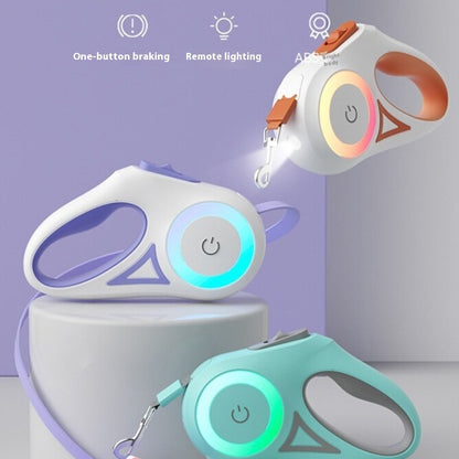 Retractable Pet Leash with Spotlight & Collar Set