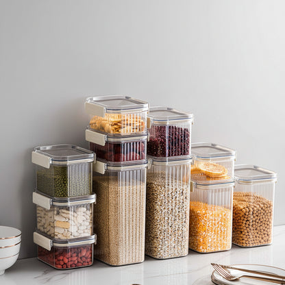 Clear Airtight Food Storage Containers | Square Plastic Jars with Lids – Black & White