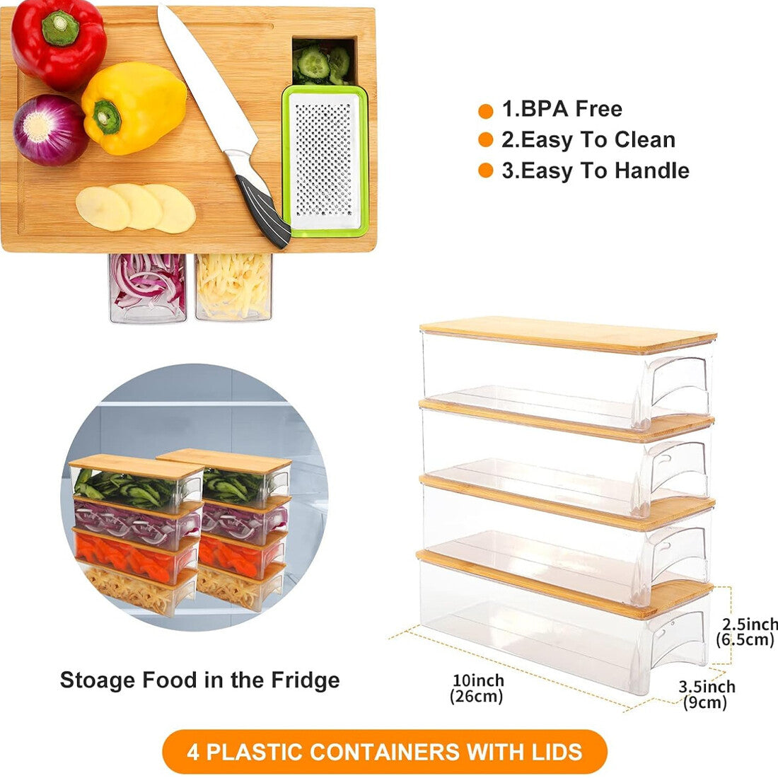 ChopEasy Pro – Bamboo Cutting Board With Containers
