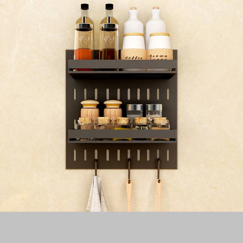 Wall Mounted Stainless Steel Kitchen Storage Rack | Pegboard Hole Plate Organizer