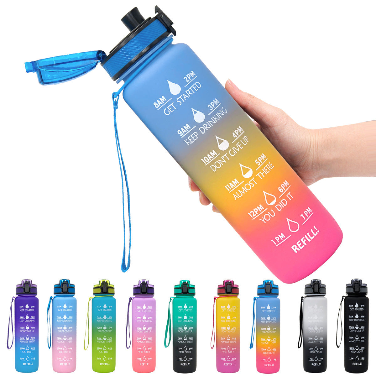 AquaTime Pro – 1L Motivational Tritan Sports Bottle