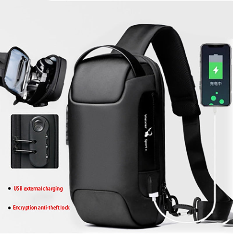 Men's Waterproof Anti-Theft Sling Bag – USB Charging Oxford Cross body Chest Pack
