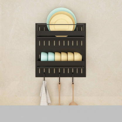 Wall Mounted Stainless Steel Kitchen Storage Rack | Pegboard Hole Plate Organizer