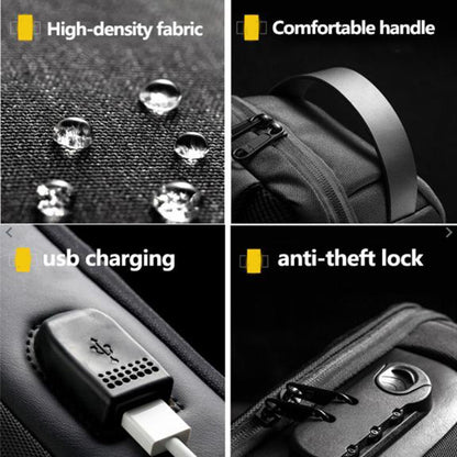 Men's Waterproof Anti-Theft Sling Bag – USB Charging Oxford Cross body Chest Pack