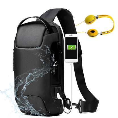 Men's Waterproof Anti-Theft Sling Bag – USB Charging Oxford Cross body Chest Pack
