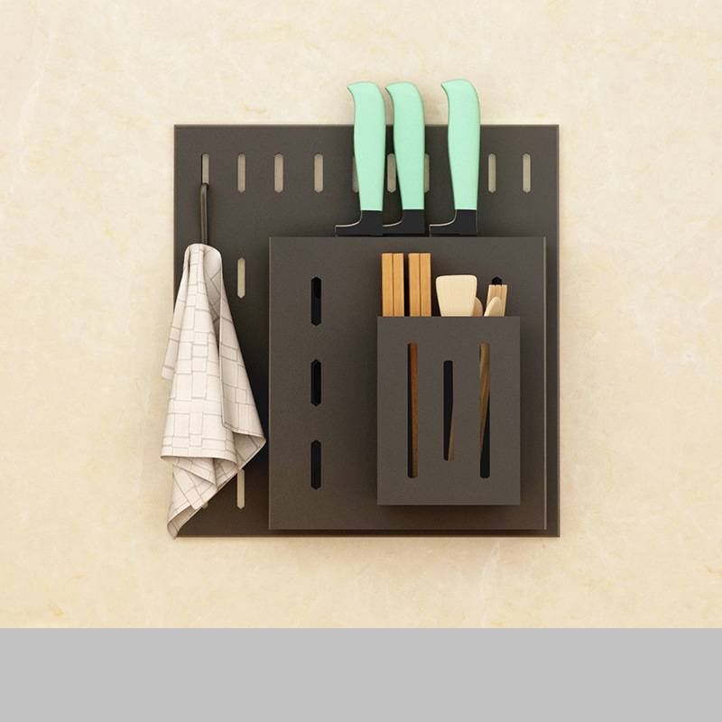 Wall Mounted Stainless Steel Kitchen Storage Rack | Pegboard Hole Plate Organizer