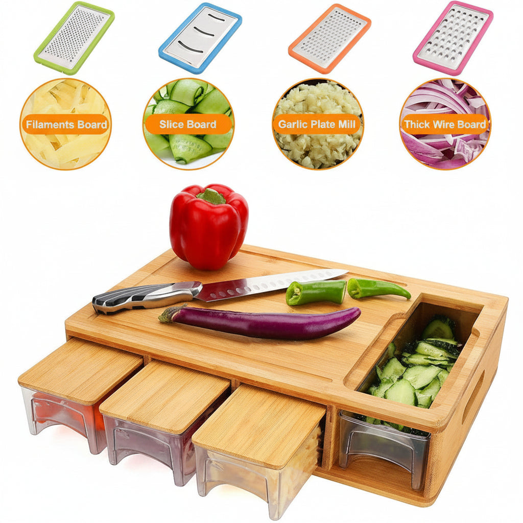ChopEasy Pro – Bamboo Cutting Board With Containers