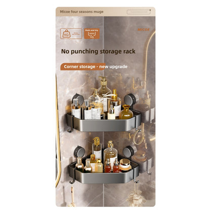No-Drill Suction Cup Bathroom Corner Shelf