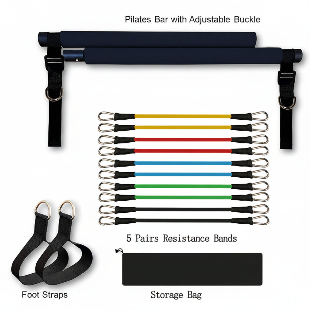 Portable Pilates Bar & Resistance Bands Set