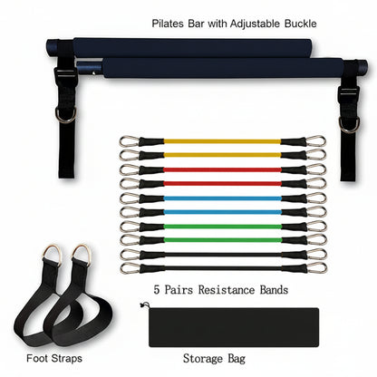 Portable Pilates Bar & Resistance Bands Set