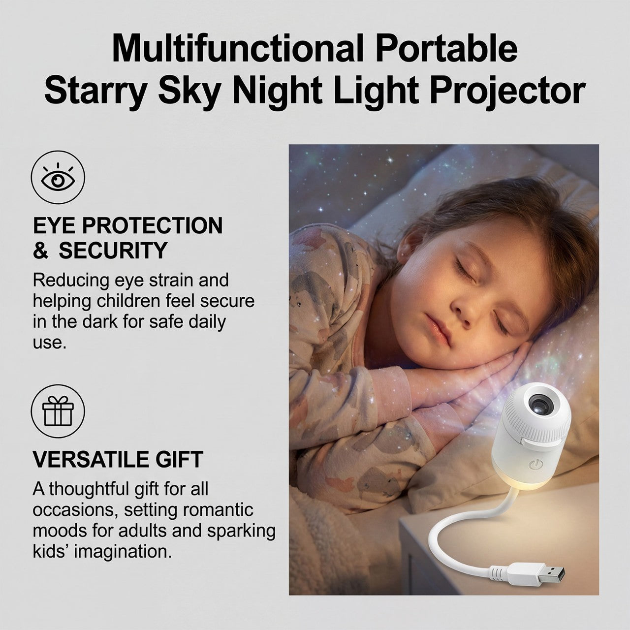 USB Star Projector Night Light – Starry Sky Lamp for Bedroom & Nursery