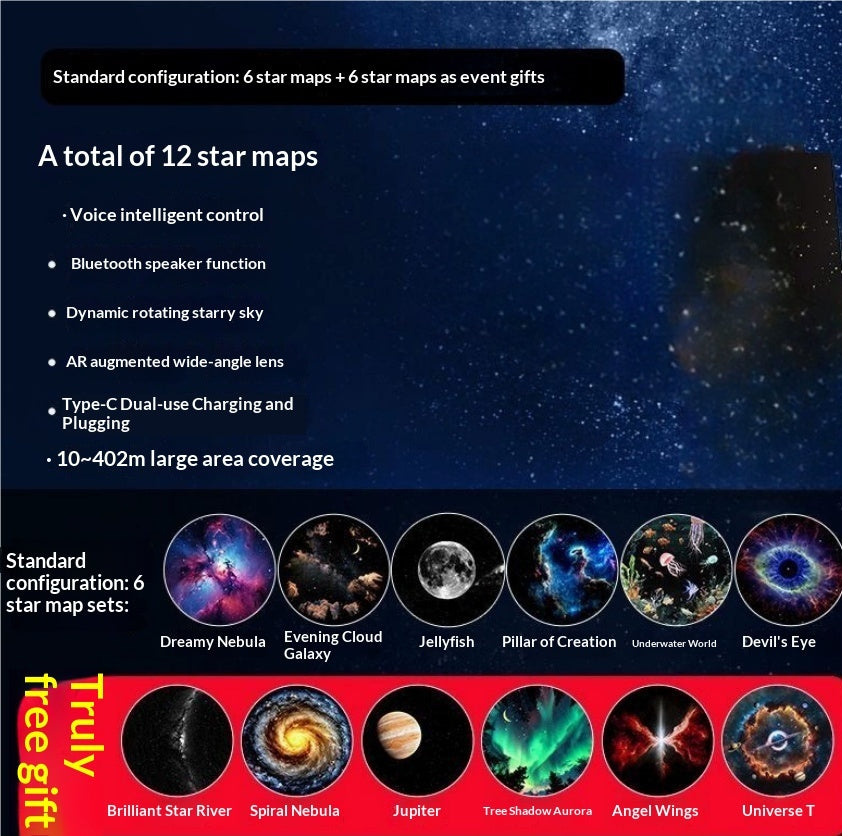 USB Star Projector Night Light – Starry Sky Lamp for Bedroom & Nursery