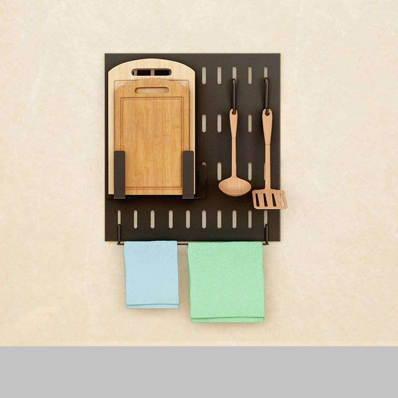 Wall Mounted Stainless Steel Kitchen Storage Rack | Pegboard Hole Plate Organizer