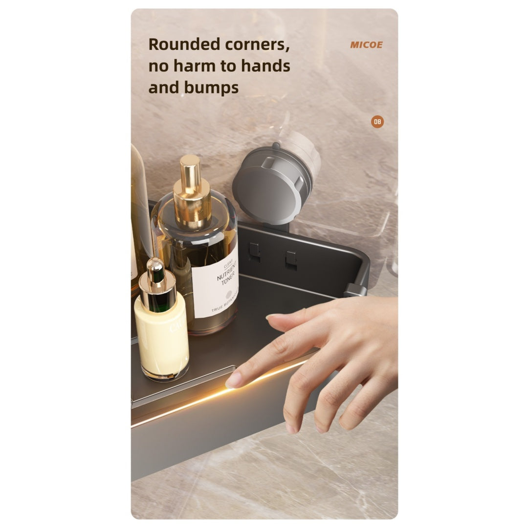 No-Drill Suction Cup Bathroom Corner Shelf