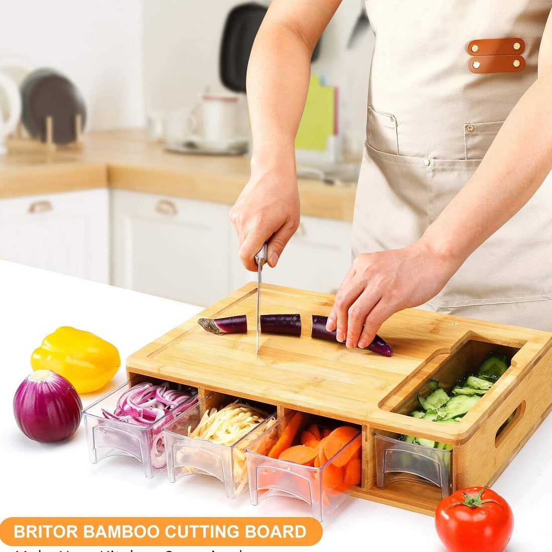 ChopEasy Pro – Bamboo Cutting Board With Containers