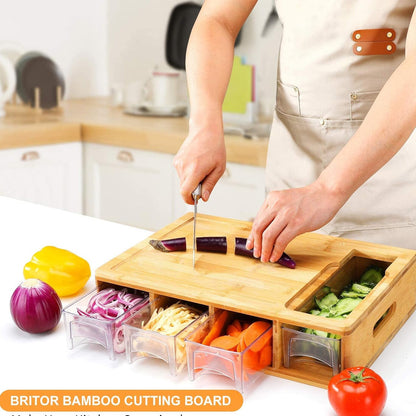 ChopEasy Pro – Bamboo Cutting Board With Containers