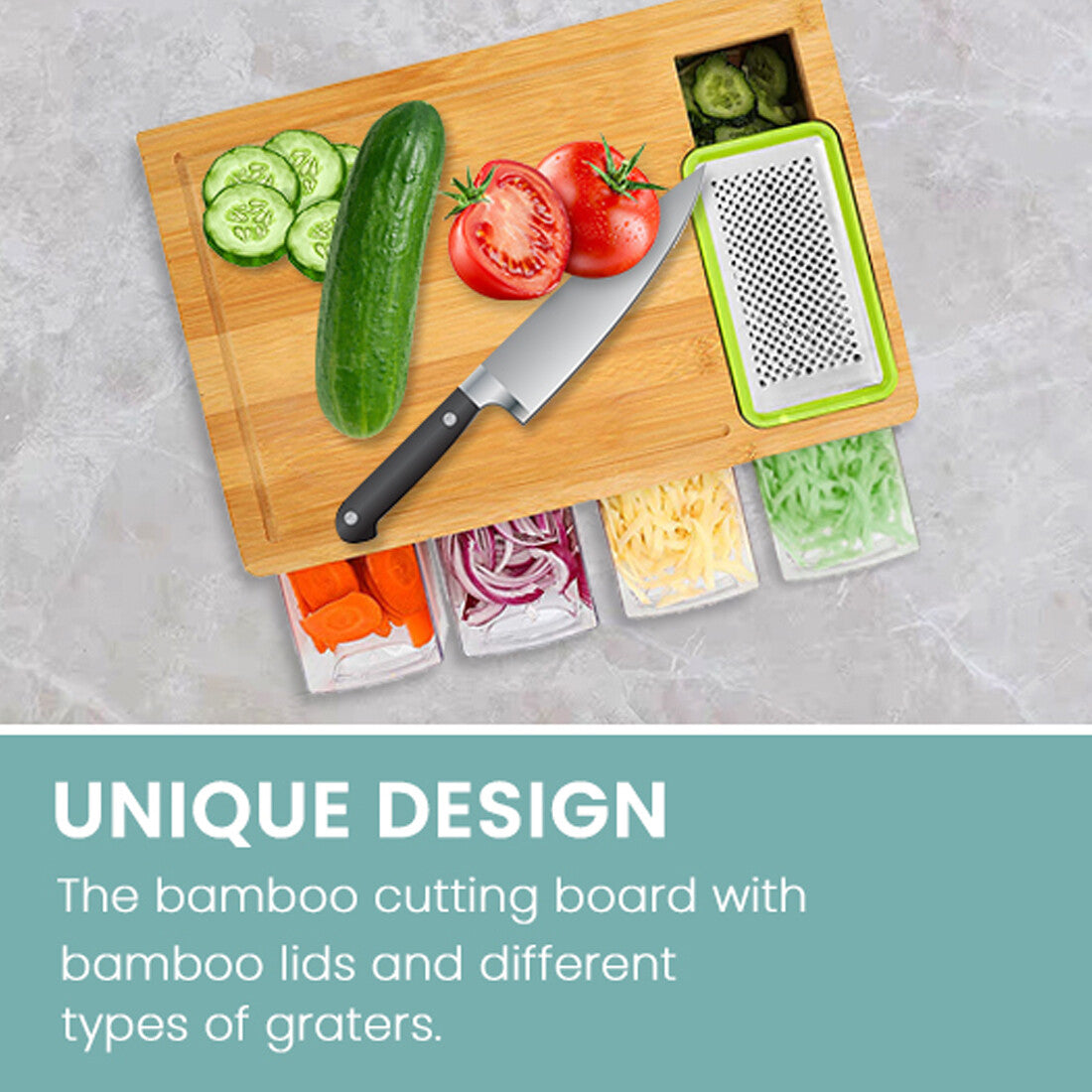 ChopEasy Pro – Bamboo Cutting Board With Containers