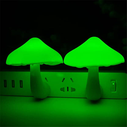 LED Mushroom Night Light | Plug-In Wall Socket Lamp with Light Sensor – Warm White