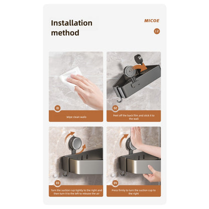 No-Drill Suction Cup Bathroom Corner Shelf