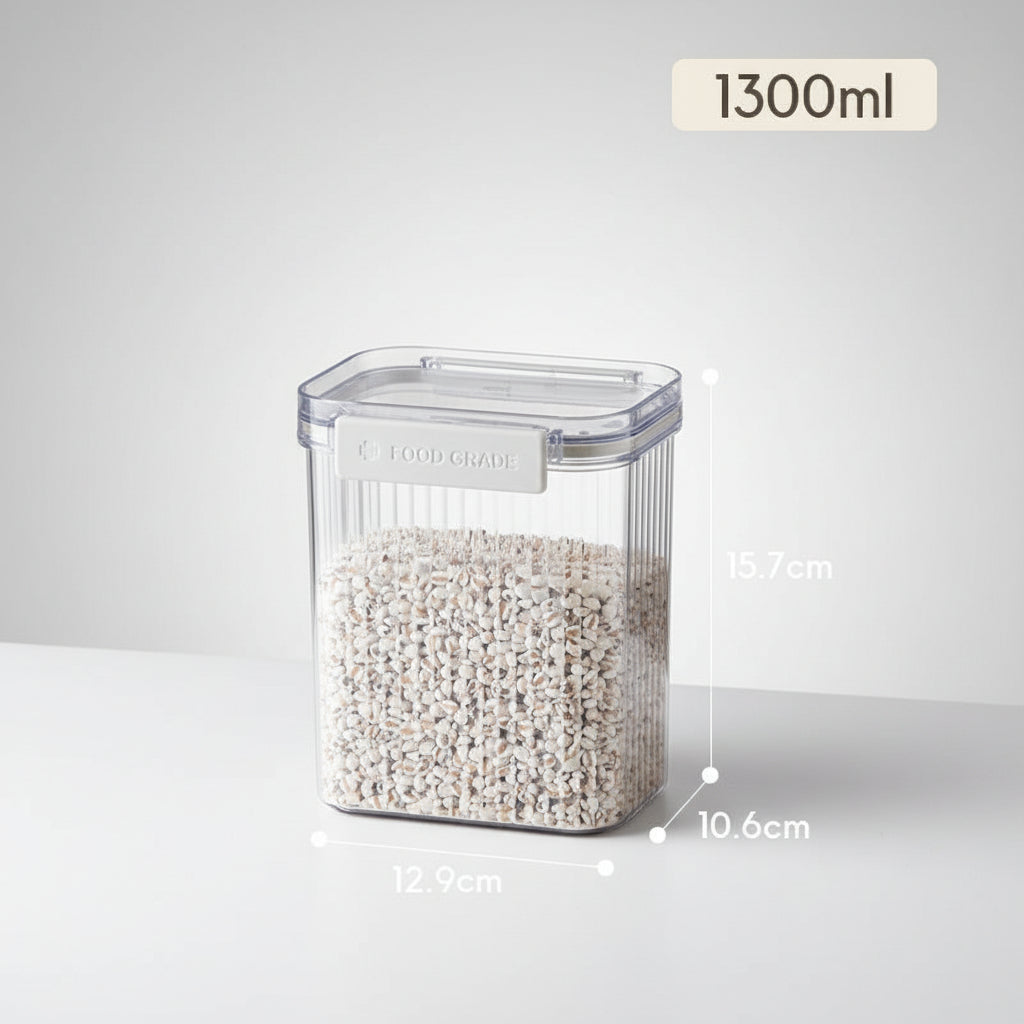 Clear Airtight Food Storage Containers | Square Plastic Jars with Lids – Black & White