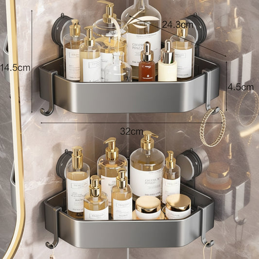 No-Drill Suction Cup Bathroom Corner Shelf