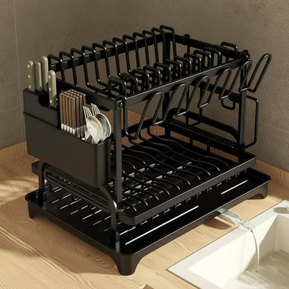 Large Capacity Kitchen Dish Drying Rack with Drain Board