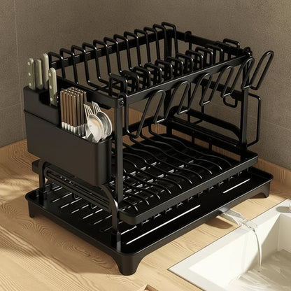 Large Capacity Kitchen Dish Drying Rack with Drain Board