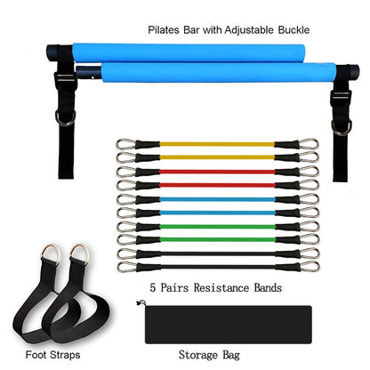 Portable Pilates Bar & Resistance Bands Set