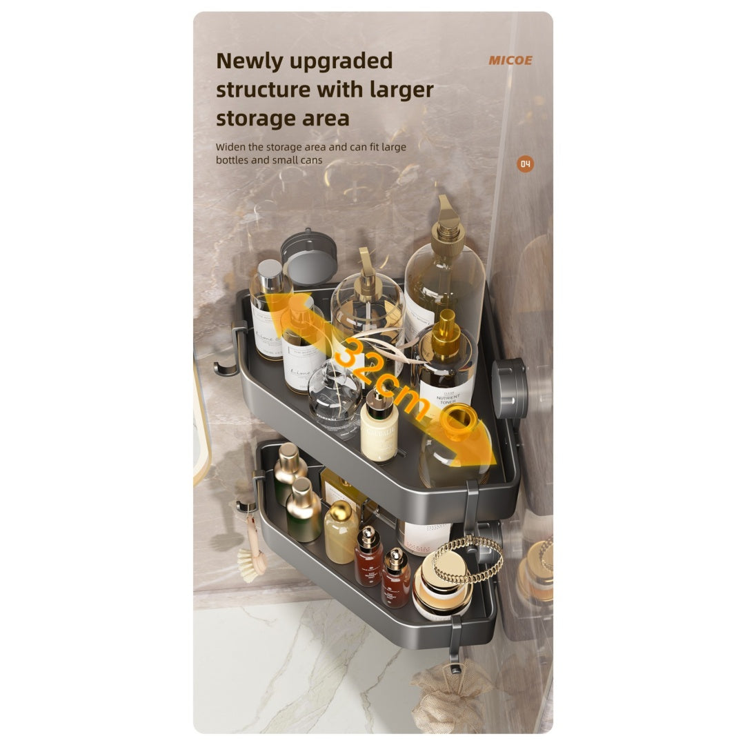 No-Drill Suction Cup Bathroom Corner Shelf
