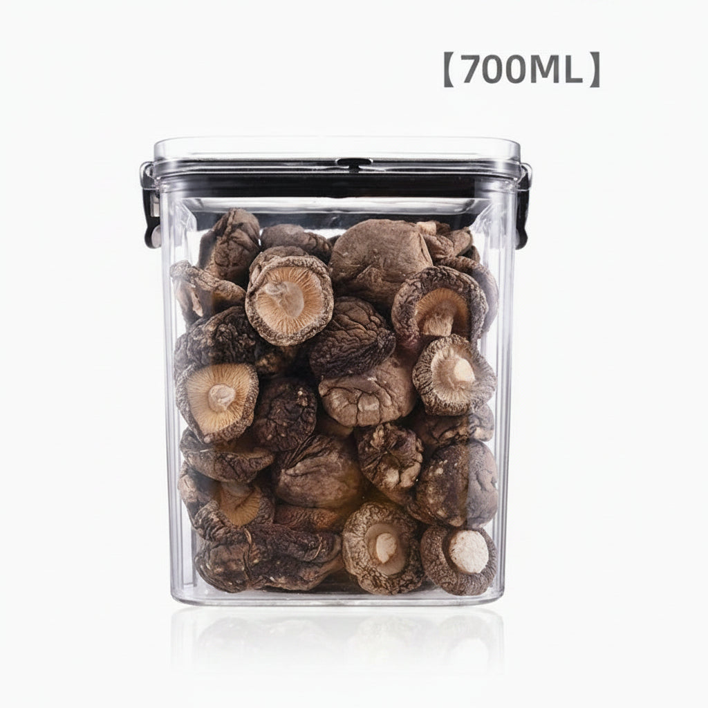 Clear Airtight Food Storage Containers | Square Plastic Jars with Lids – Black & White