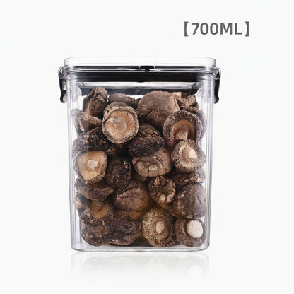 Clear Airtight Food Storage Containers | Square Plastic Jars with Lids – Black & White