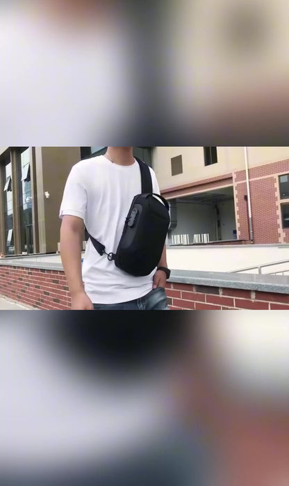 Men's Waterproof Anti-Theft Sling Bag – USB Charging Oxford Cross body Chest Pack